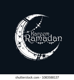 Ramadan kareem islamic greeting arabic calligraphy and moon with a pattern and decoration