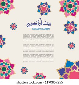 Ramadan Kareem, Islamic greeting background with floral pattern