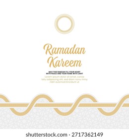 Fundo de saudação islâmica Ramadã Kareem com fronteira de onda elegante e design mínimo