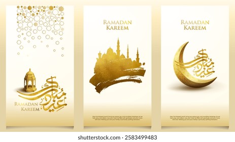 Ramadan Kareem islamic greeting banner bakcground arabic calligraphy lantern