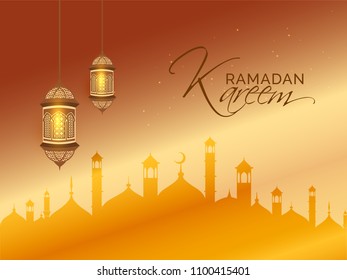 Ramadan Kareem Islamic Greeting Card Background.