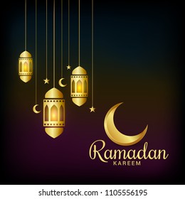 Ramadan Kareem Islamic Greeting Card Background.