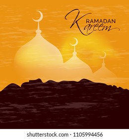 Ramadan Kareem Islamic Greeting Card Background.