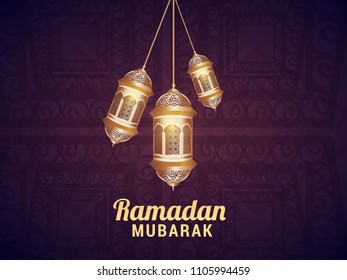 Ramadan Kareem Islamic Greeting Card Background.