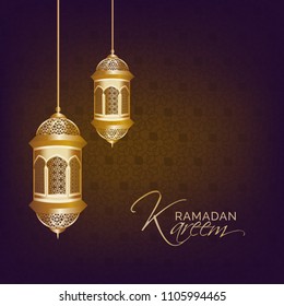 Ramadan Kareem Islamic Greeting Card Background.