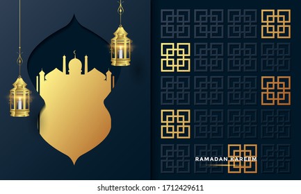 ramadan kareem islamic greeting card background vector illustration