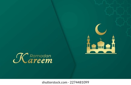 Ramadan Kareem Islamic Greeting Card Banner for Celebrate Muslim Holy Month Vector Illustration
