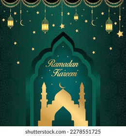 Ramadan Kareem Islamic Greeting Card Background Vector Illustration