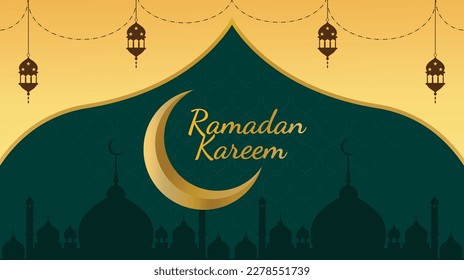 Ramadan Kareem Islamic Greeting Card Background Vector Illustration