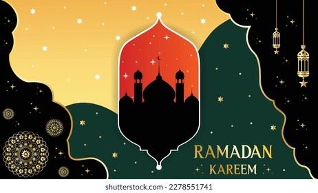 Ramadan Kareem Islamic Greeting Card Background Vector Illustration