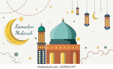 Ramadan Kareem Islamic Greeting Card Background Vector Illustration