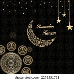 Ramadan Kareem Islamic Greeting Card Background Vector Illustration