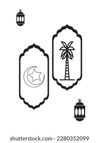 Ramadan Kareem. Islamic greeting card template with ramadan for wallpaper design. Poster, media banner. A set of vector illustrations.