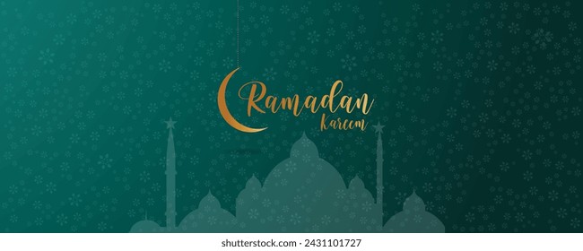 Ramadan Kareem Islamische Grußkarte Hintergrund Vektor-Illustration. Islamische Linie Moschee Kuppel mit klassischem Muster und Laterne