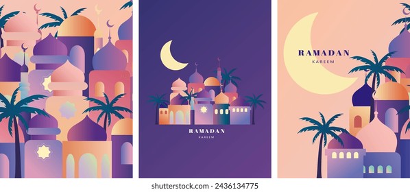 Ramadan Kareem. Islamic greeting card template with ramadan for design, poster, media banner.