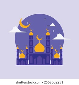Ramadan Kareem. Islamic greeting card template with mosque vector design template poster banner