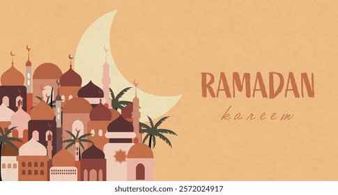 Ramadan Kareem. Islamic greeting card template with ramadan for design, poster, media banner. Islamic background for Ramadan.