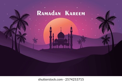 Ramadan Kareem. Islamic greeting card template with Ramadan for wallpaper design. Posters, banner media. Ramadan Mubarak.