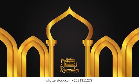 Ramadan Kareem. Islamic greeting card template. Suitable for banners and posters greeting Ramadhan, Hari Raya, the Islamic holiday Eid al-Adha