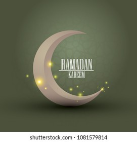 Ramadan kareem islamic greeting design with glow lantern illustration
