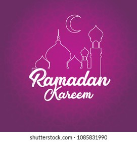 Ramadan kareem islamic greeting design with illustration