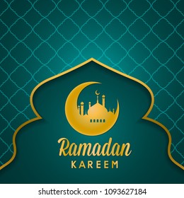 Ramadan Kareem islamic greeting design moon ornament mosque dome with arabic pattern