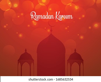 Ramadan Kareem islamic greeting design with arabic pattern, vector Illustration.