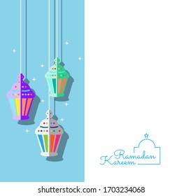 Ramadan Kareem islamic greeting design with full color  lantern