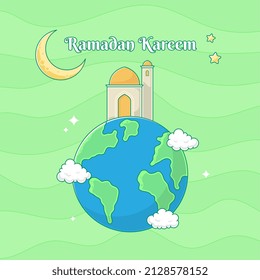 Ramadan kareem islámico con diseño dibujado a mano. Vector de ilustración