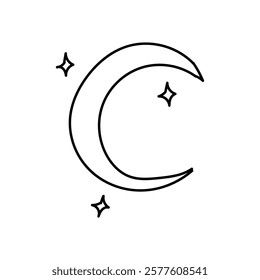 ramadan kareem islamic hand drawn crescent moon vector illustration