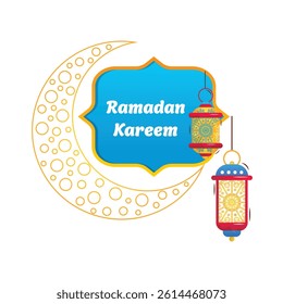 Ramadan Kareem Islamic Holiday Greeting Vector Illustration