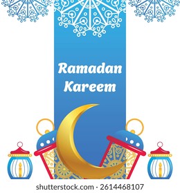 Ramadan Kareem Islamic Holiday Greeting Vector Illustration