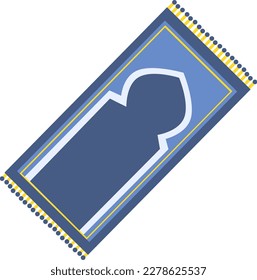 Ramadan Kareem or Islamic icon, vector, cartoon illustration. Sajadah or prayer mat for muslims, with shades of blue and gold