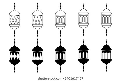 Ramadan Kareem. Islamic lamps a set of vector illustrations.