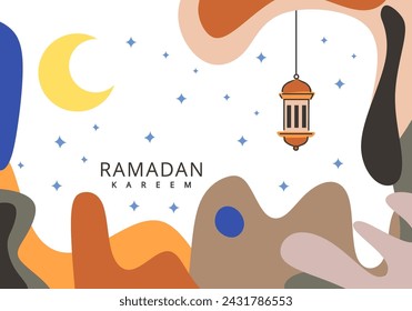 Ramadán Kareem linterna islámica arte abstracto espontaneidad estilo de decoración, colorido fondo de plantilla de medios sociales