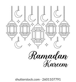 Ramadan Kareem Islamic Lanterns with Crescent Moon Design