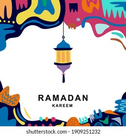 Ramadan Kareem Linternas islámicas espontaneidad decoración estilo arte, lleno de colores