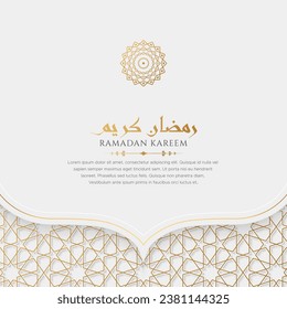 Ramadan Kareem Islamic luxury greeting card social media post with Arabic style pattern