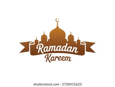 Ramadã Kareem Mensagem Islâmica com a Silhueta da Mesquita