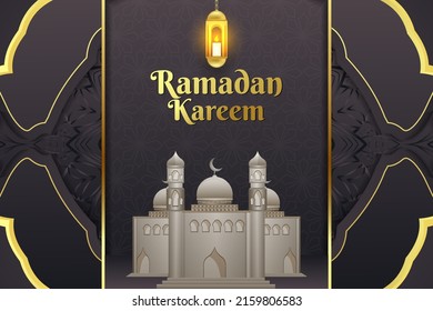Ramadan Kareem Islamische Moschee und schwarze Farbe