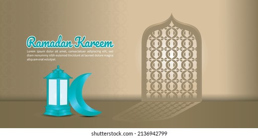 Ramadan kareem islamic mosque door for banner background