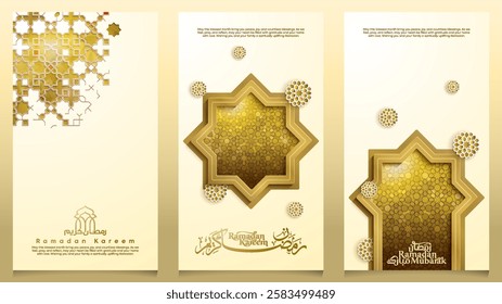 Ramadan Kareem islamic mosque door and star pattern illustration for banner and greeting card
