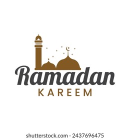 ramadan kareem islamic mosque logo design vector