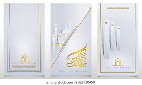 Ramadan Kareem islamic paper cut silhouettes design background for banner and greeting card template