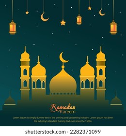 Ramadan Kareem Islamic post design with a mosque