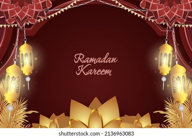 Ramadan Kareem Islamic red and gold luxury with beautiful ornament