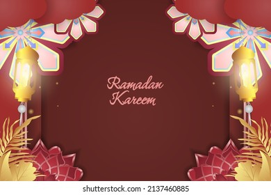 Ramadan Kareem Islamic Red And Gold Luxury With Ornament