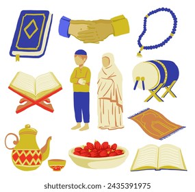 Ramadan Kareem Conjunto islámico Ilustración de vector