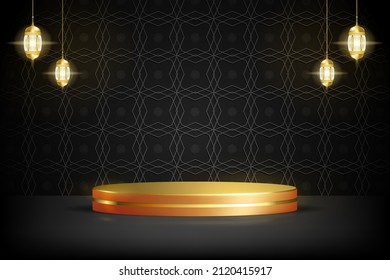 Ramadan kareem islamic social media post with 3d podium