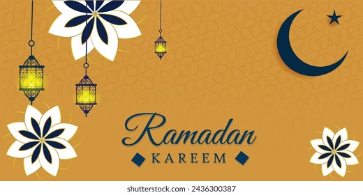 Ramadan Kareem Islamic style and eid decorative banner illustration